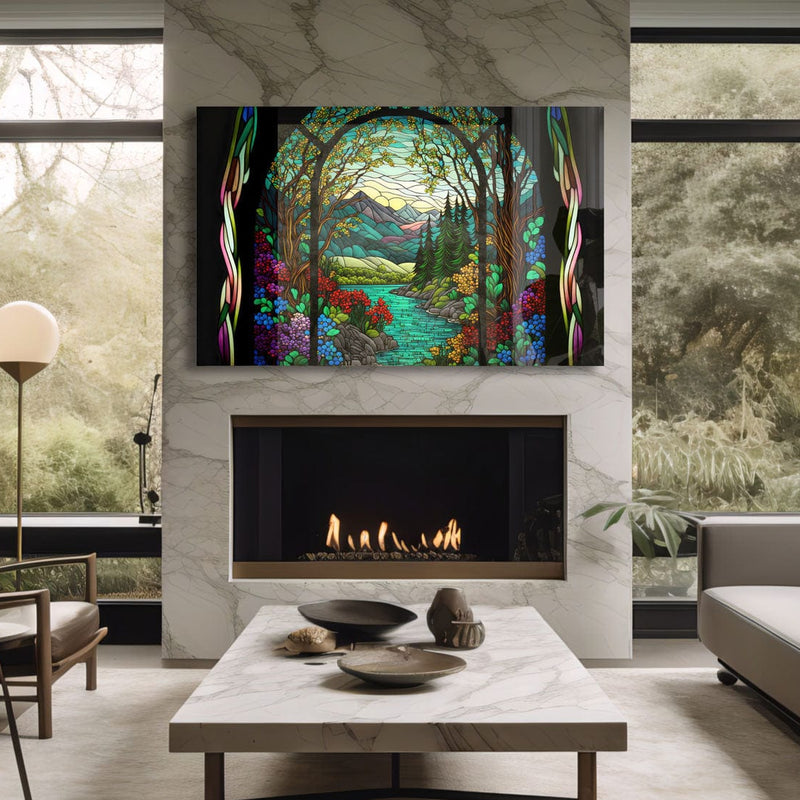 Artronauts Glass Print Nature Stained Glass Effect