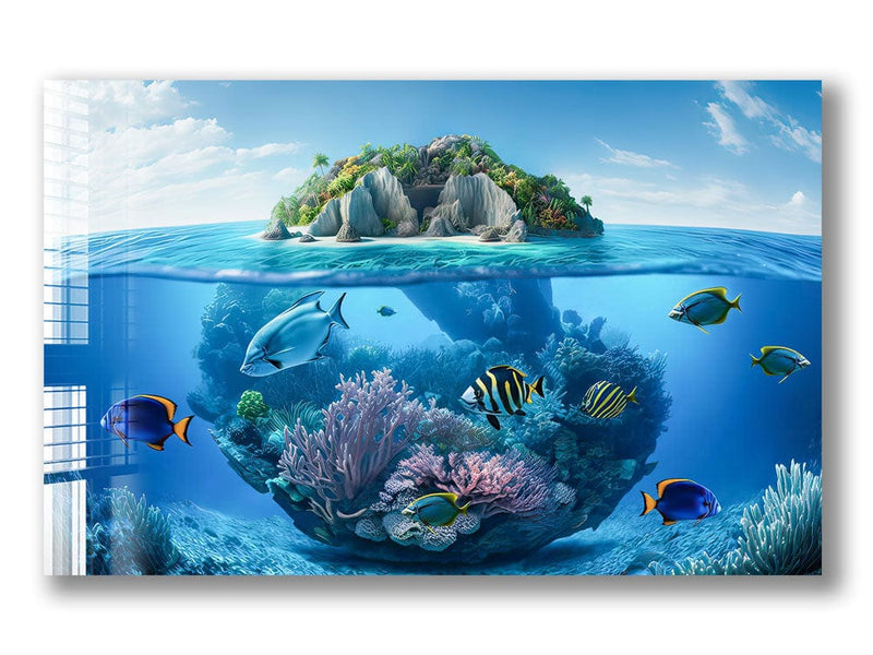 Artronauts Glass Print Tropical Island