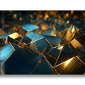 Artronauts Glass Print Golden & Blue Cubes Abstract