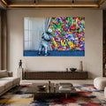 Artronauts Glass Print Behind The Curtains - Banksy