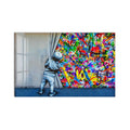 Artronauts Glass Print Behind The Curtains - Banksy