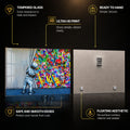 Artronauts Glass Print Behind The Curtains - Banksy