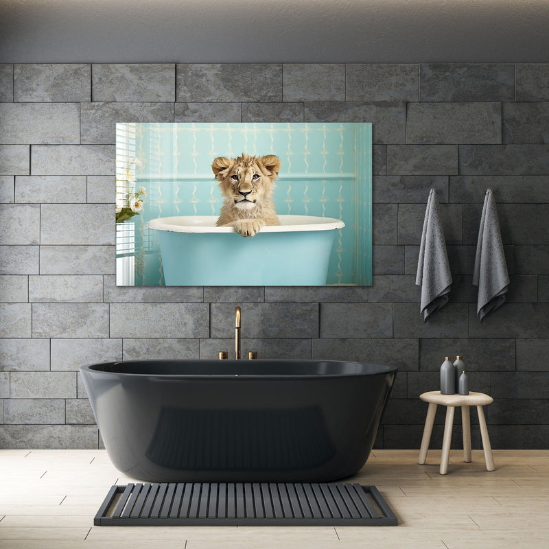 Artronauts Glass Print Bathtub Animal Lion