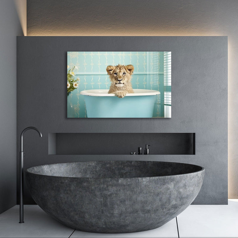 Artronauts Glass Print Bathtub Animal Lion