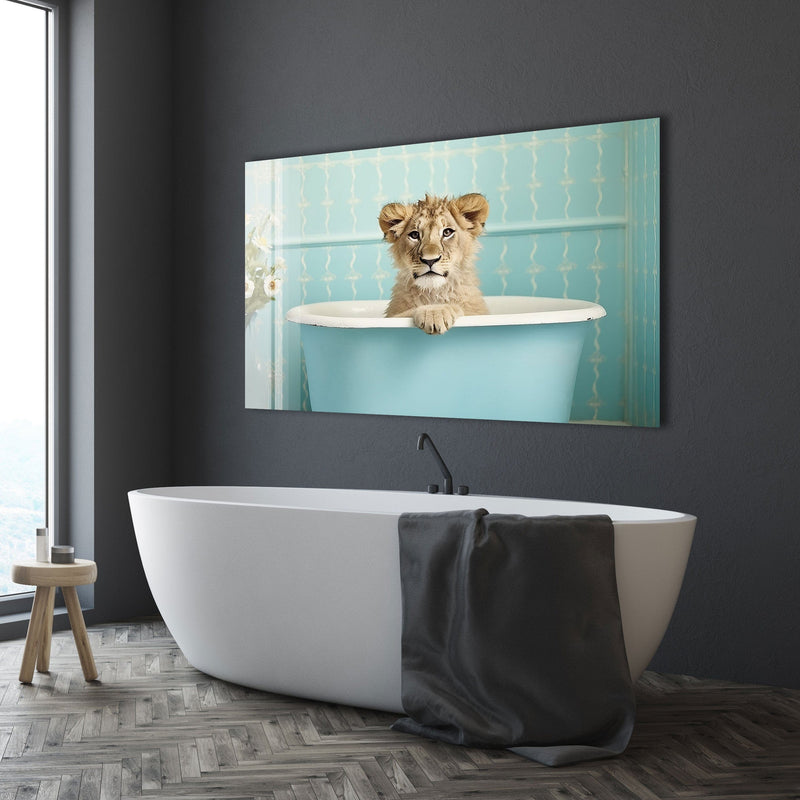 Artronauts Glass Print Bathtub Animal Lion