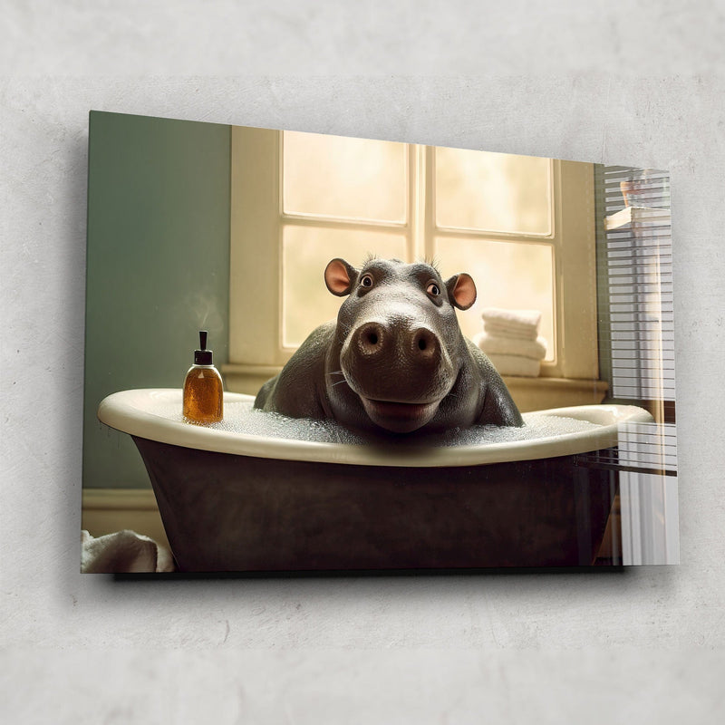 Artronauts Glass Print Bathtub Animal Hippo