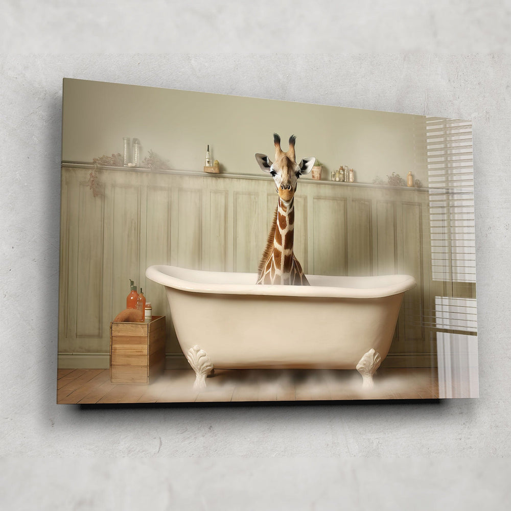 Artronauts Art Glass Print Bathtub Animal Giraffe II