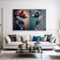 Artronauts Glass Print Bear vs Bull