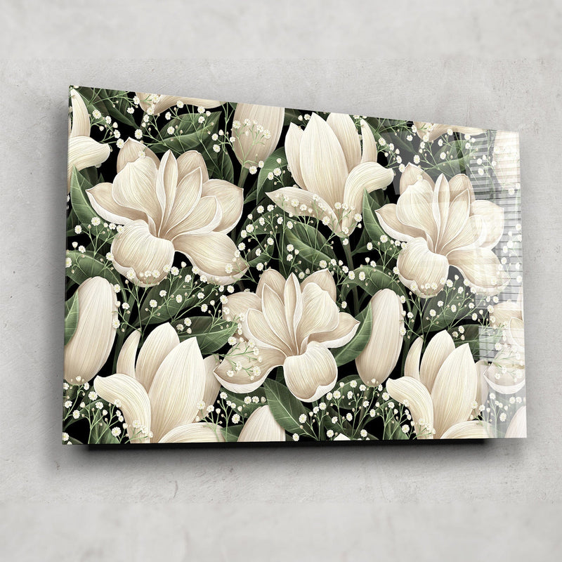 Artronauts Glass Print White Flowery