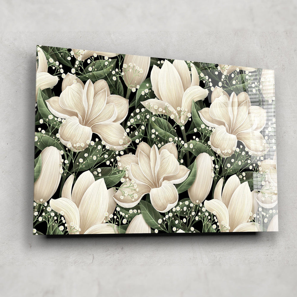 Artronauts Glass Print White Flowery