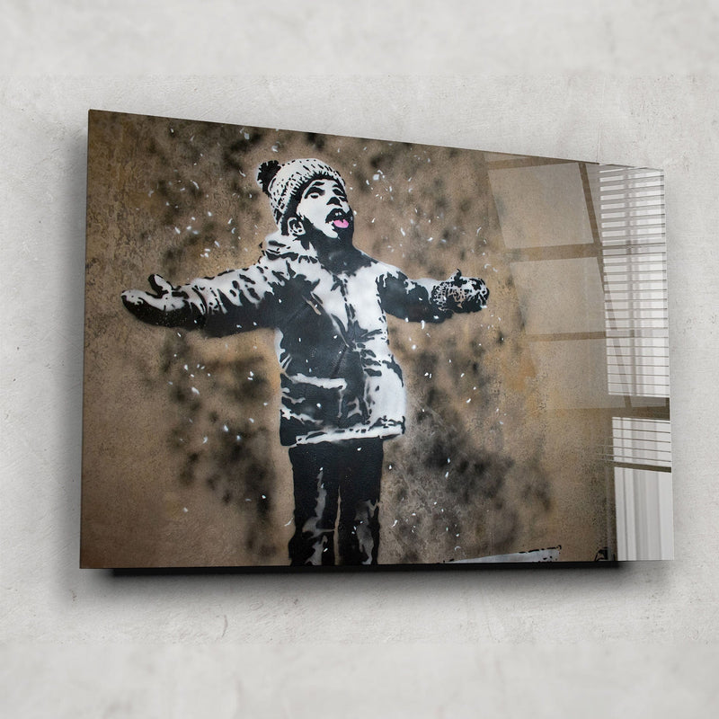 Artronauts Glass Print Season's Greetings  - Banksy