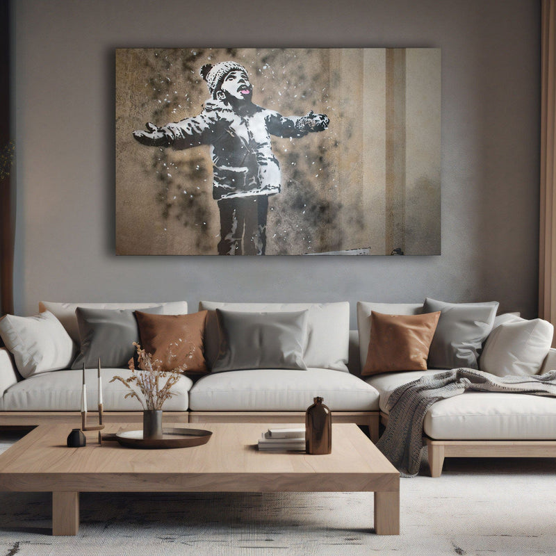 Artronauts Glass Print Season's Greetings  - Banksy