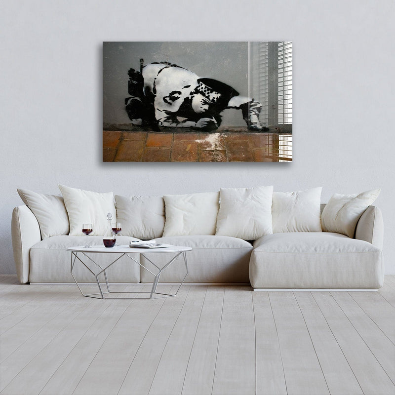 Artronauts Glass Print Snorting Copper - Banksy