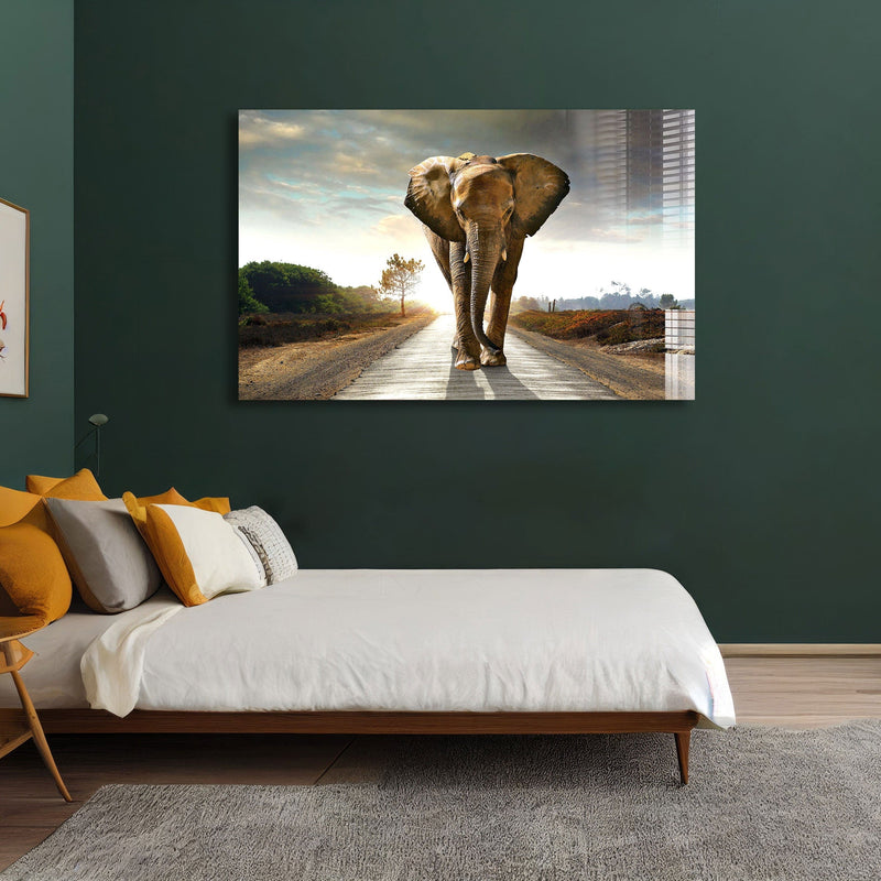 Artronauts Glass Print Lonely Elephant