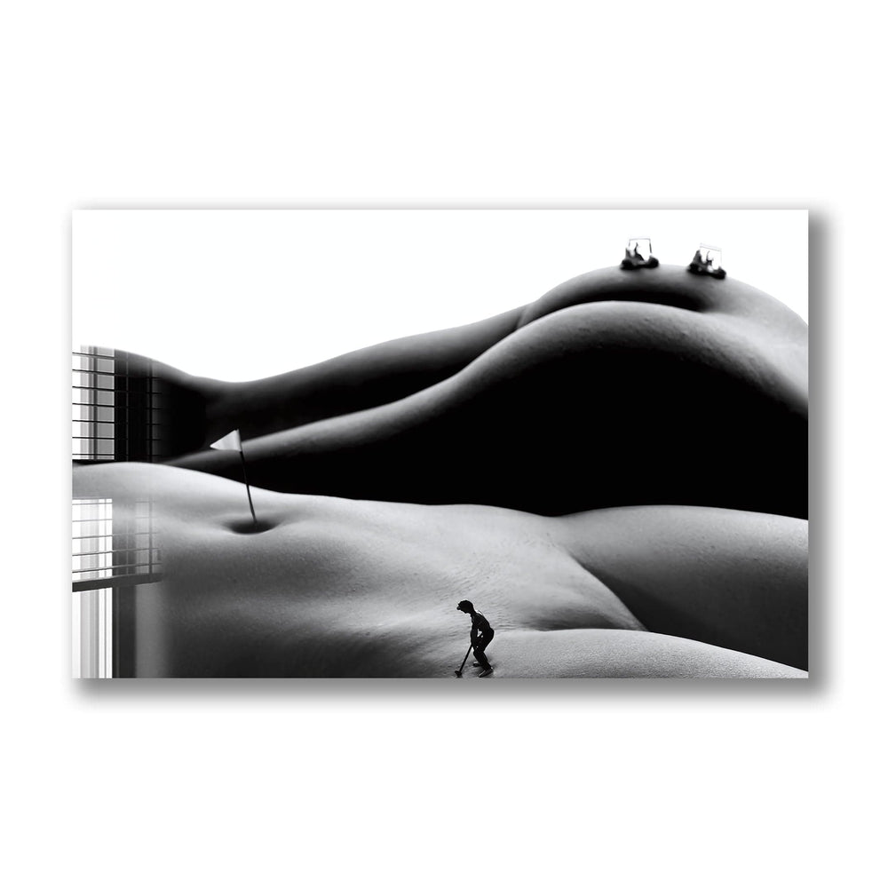 Artronauts Glass Print Golfing on The Body