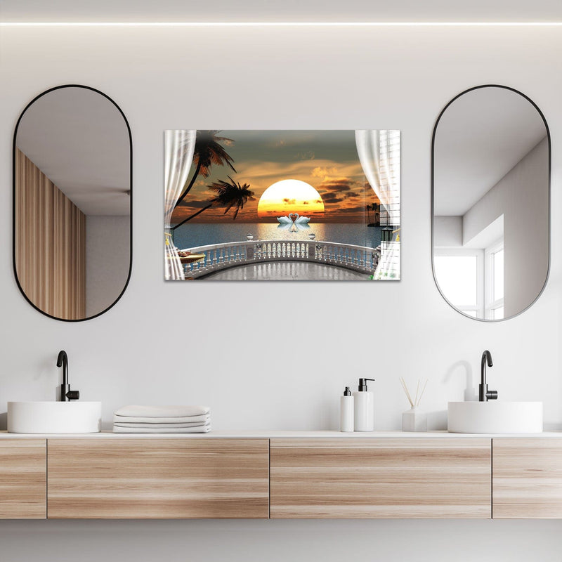Artronauts Glass Print Sunset in Balcony