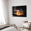 Artronauts Glass Print Motorbike In Fire