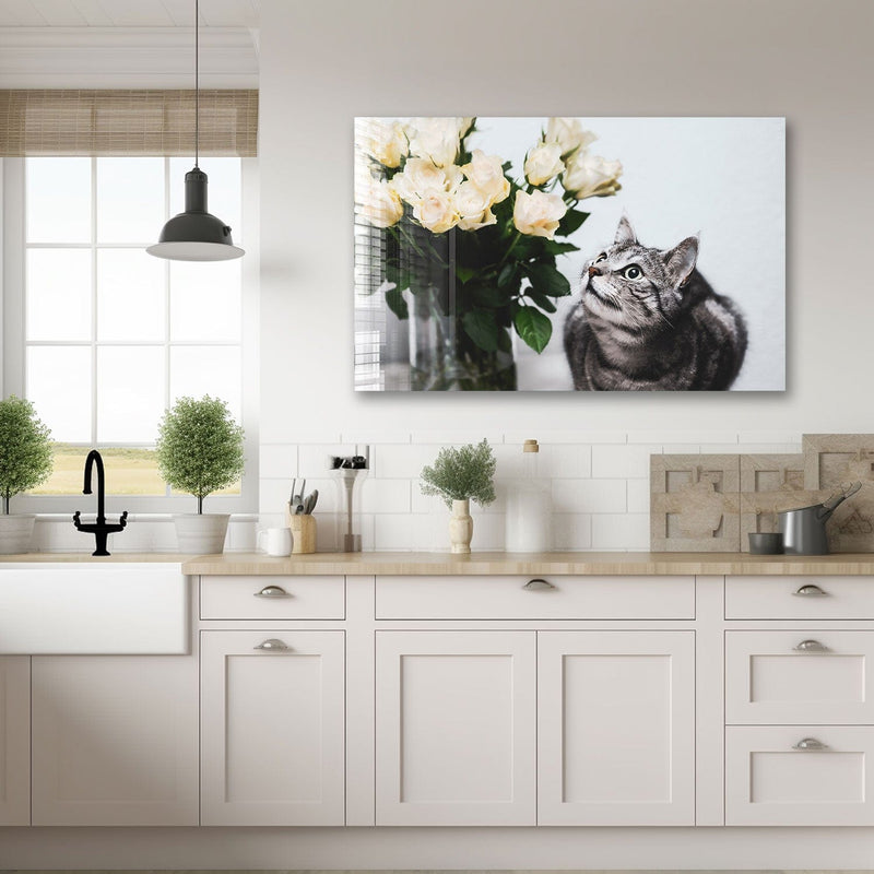 Artronauts Glass Print Romantic Cat