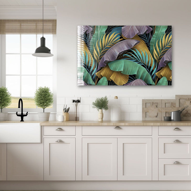 Artronauts Glass Print Colourful Tropical Leaves