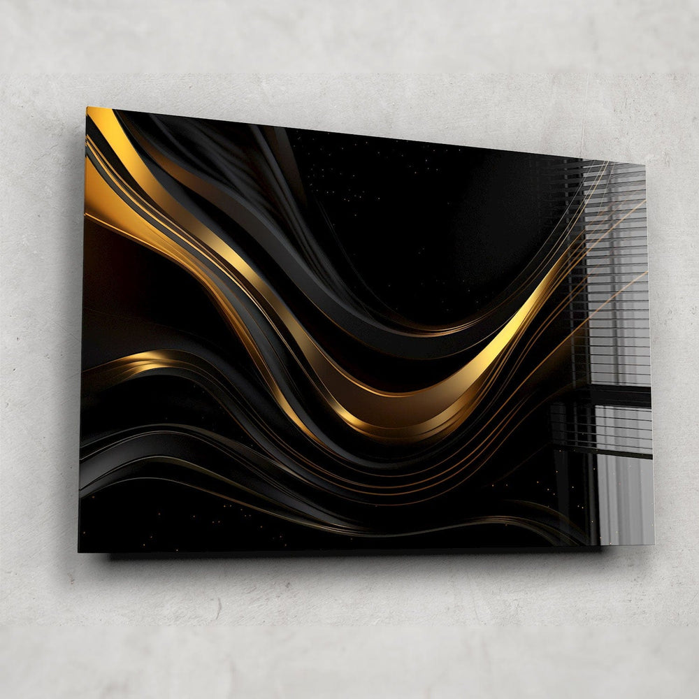 Artronauts Glass Print Minimal Gold & Black Art