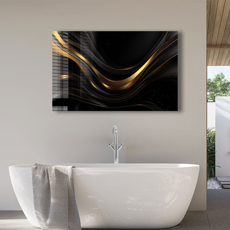 Artronauts Glass Print 110x70 Minimal Gold & Black Art