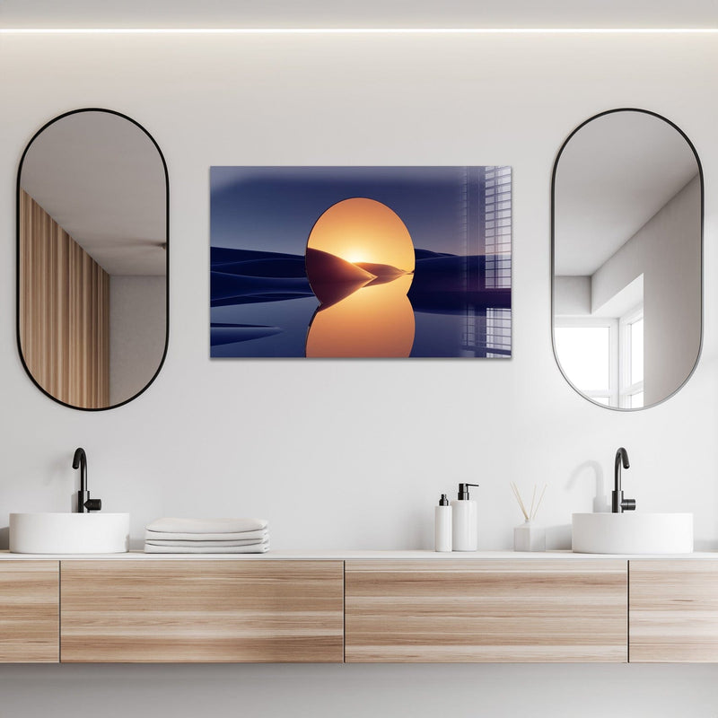 Artronauts Glass Print 72x46 Abstract Golden Mirror