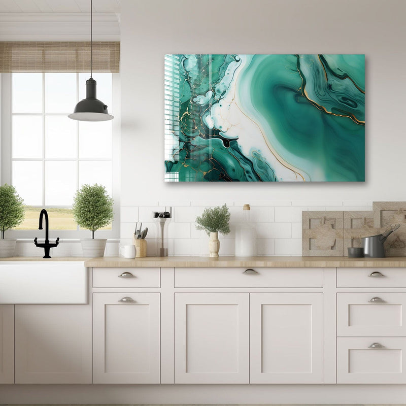Artronauts Glass Print 110x70 Green Marble Design II