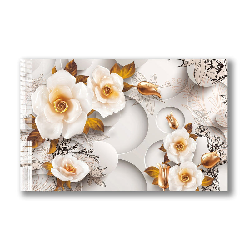 Artronauts Glass Print Gold & White Roses