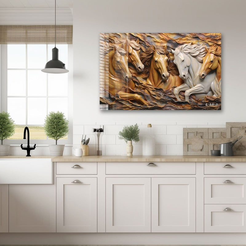 Artronauts Glass Print 110x70 Horses Painting