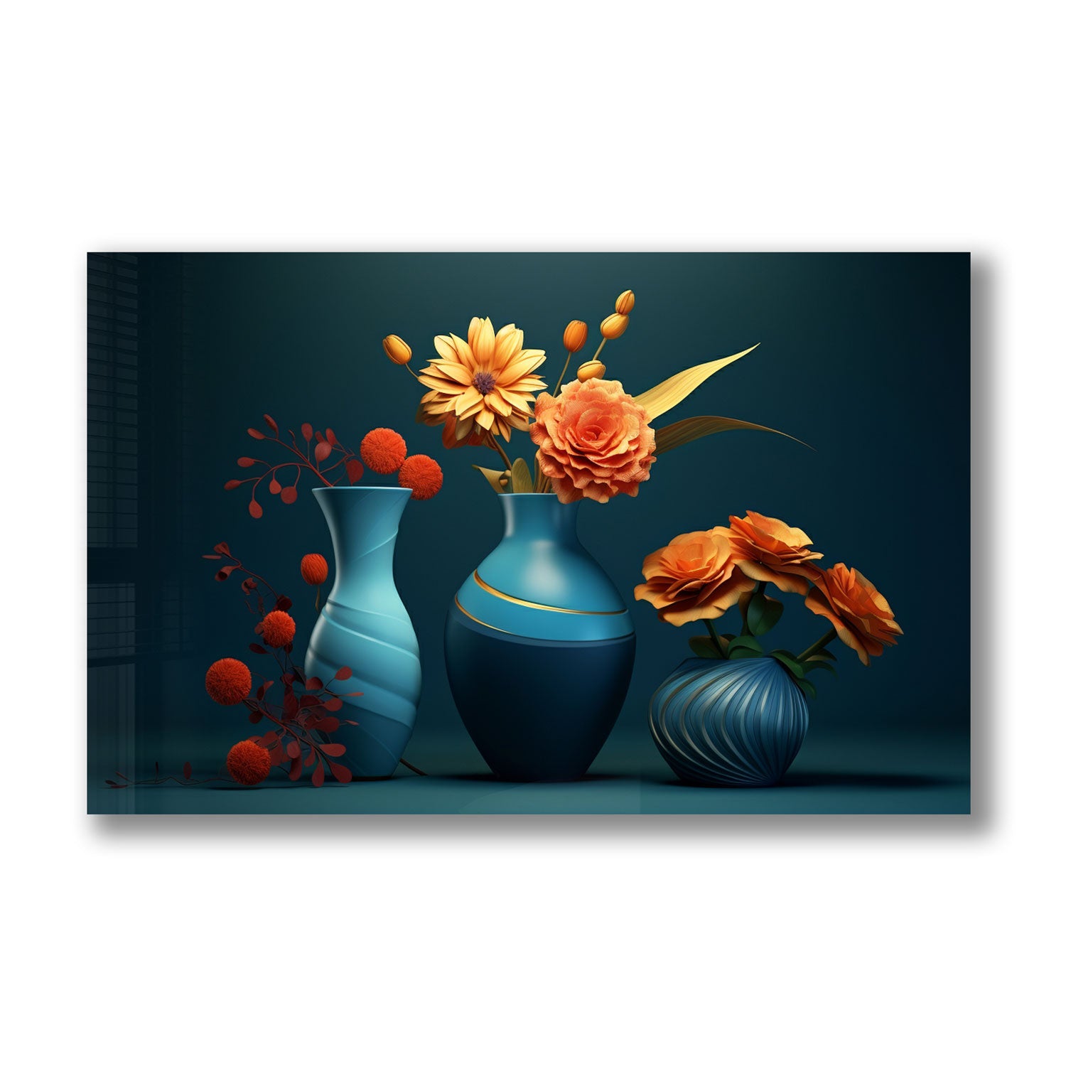 Portrait Flowers - Tempered Glass Wall Art