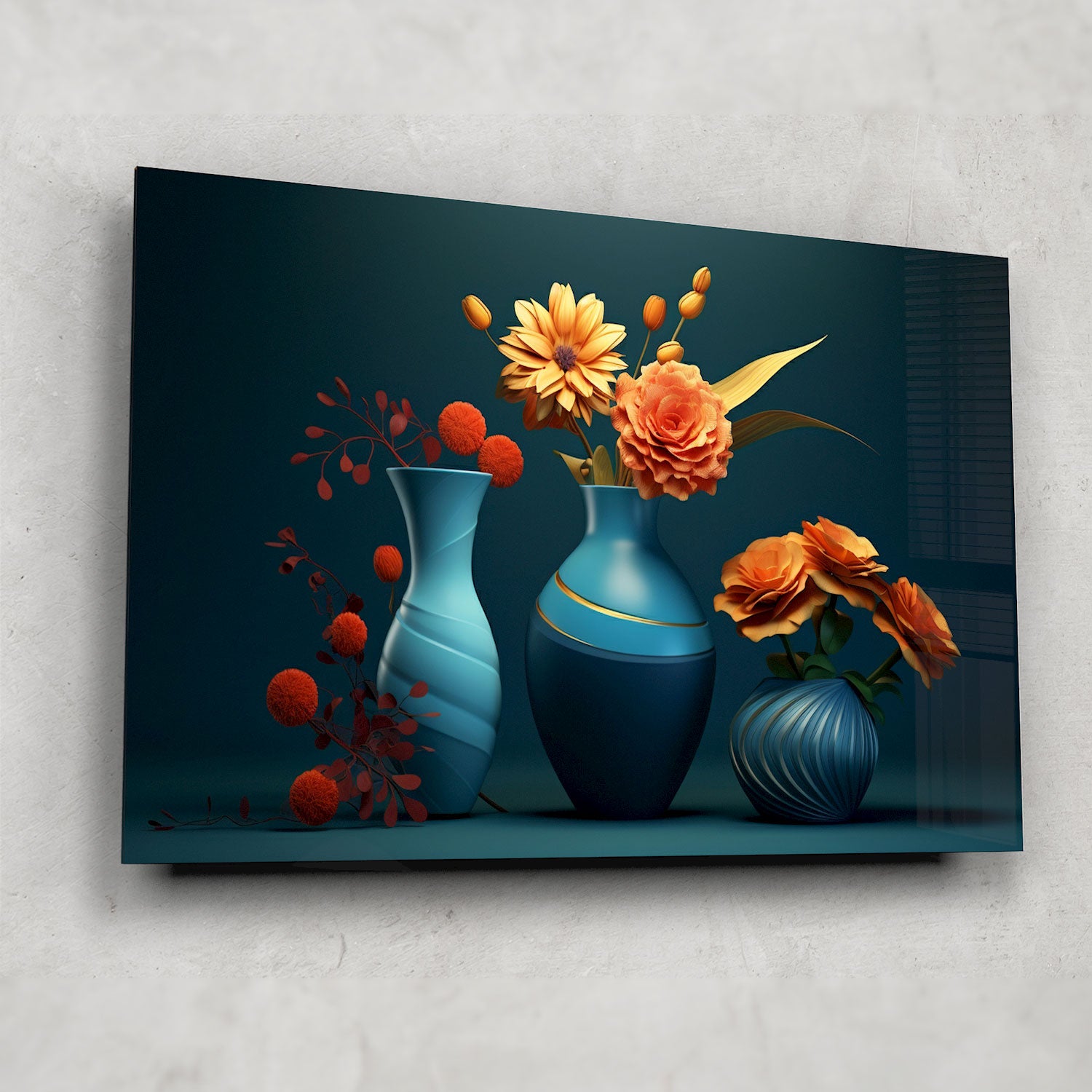 Portrait Flowers - Tempered Glass Wall Art