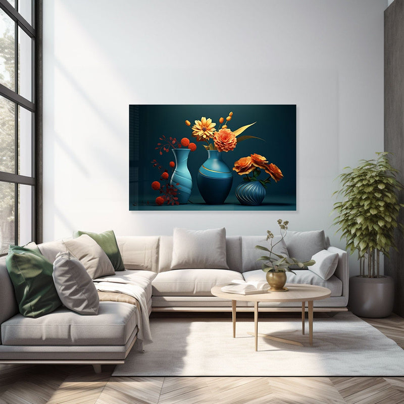 Artronauts Glass Print Portrait Flowers - Tempered Glass Wall Art