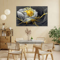 Artronauts Glass Print Golden Black Flower - Tempered Glass Wall Art