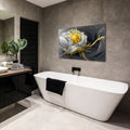 Artronauts Glass Print Golden Black Flower - Tempered Glass Wall Art