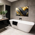 Artronauts Glass Print Golden Black Flower - Tempered Glass Wall Art