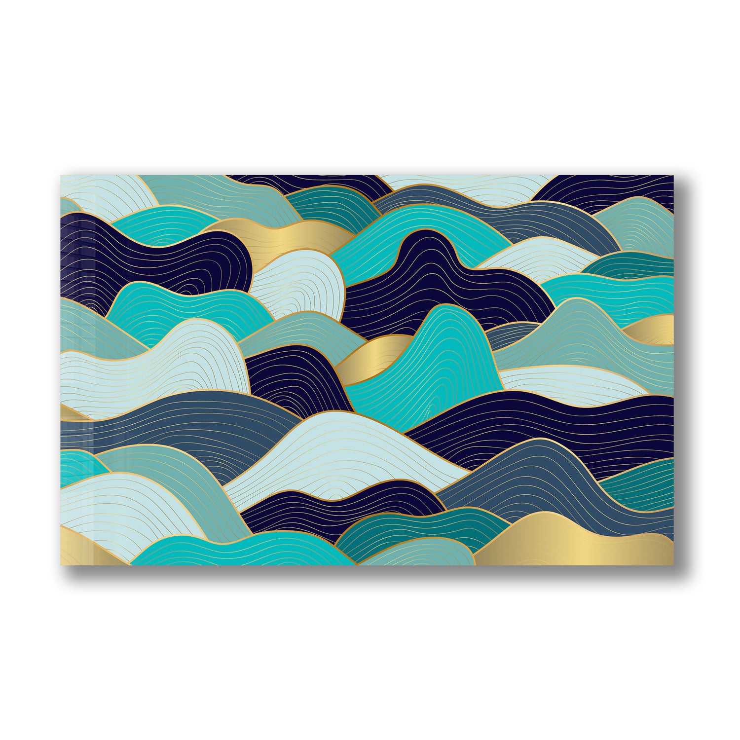 Shades of Blue Waves - Tempered Glass Wall Art