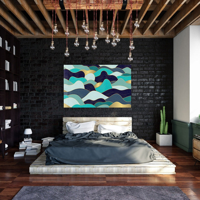 Artronauts Glass Print Shades of Blue Waves - Tempered Glass Wall Art