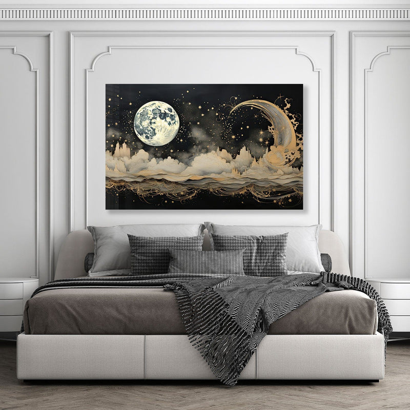 Artronauts Glass Print Illustrated Moonlight - Tempered Glass Wall Art