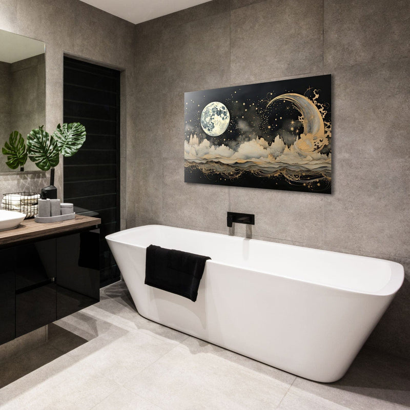 Artronauts Glass Print Illustrated Moonlight - Tempered Glass Wall Art