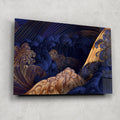 Artronauts Glass Print Golden Blue Waves - Tempered Glass Wall Art