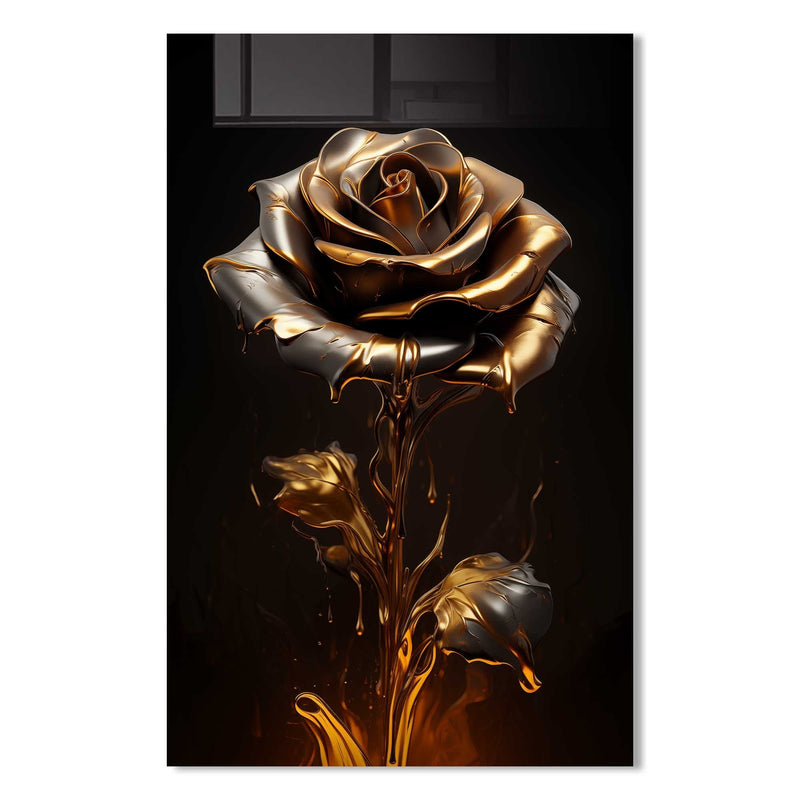 Artronauts Glass Print Golden Rose - Tempered Glass Wall Art