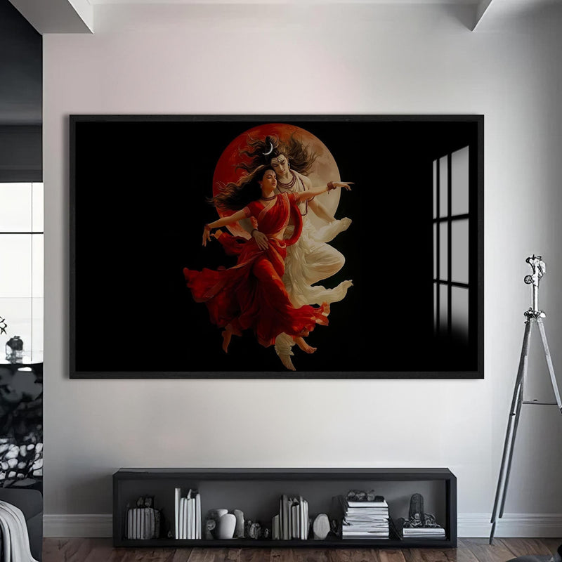 Artronauts Glass Print S | 72x46 cm | 28.3"x18.1" / Black Eternal Union II- Hinduism Tempered Glass Wall Art
