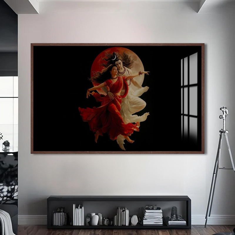 Artronauts Glass Print S | 72x46 cm | 28.3"x18.1" / Walnut Eternal Union II- Hinduism Tempered Glass Wall Art