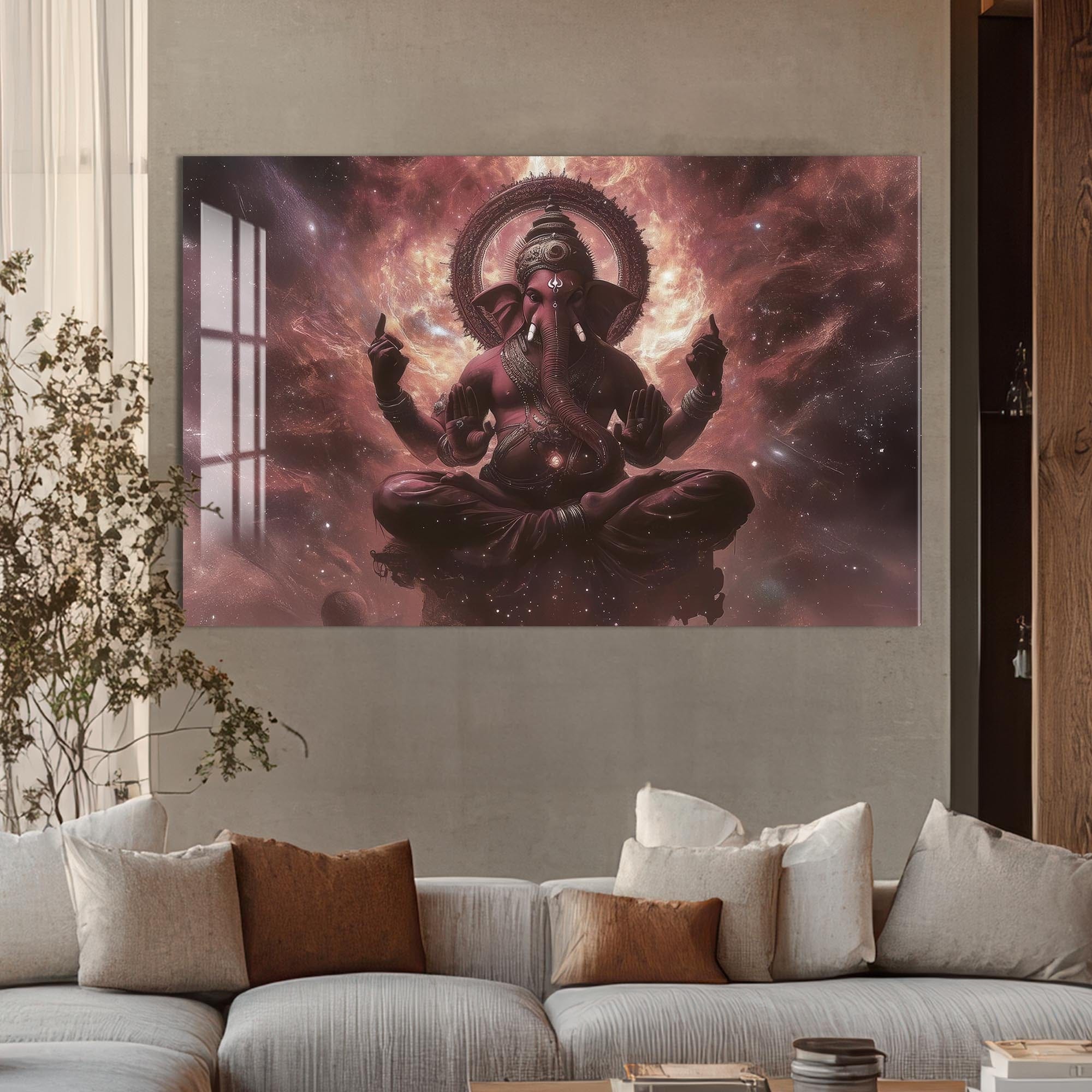Artronauts Glass Print Cosmic Ganesha- Hinduism Tempered Glass Wall Art