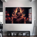 Artronauts Glass Print S | 72x46 cm | 28.3"x18.1" / White Lotus Saraswati- Hinduism Tempered Glass Wall Art