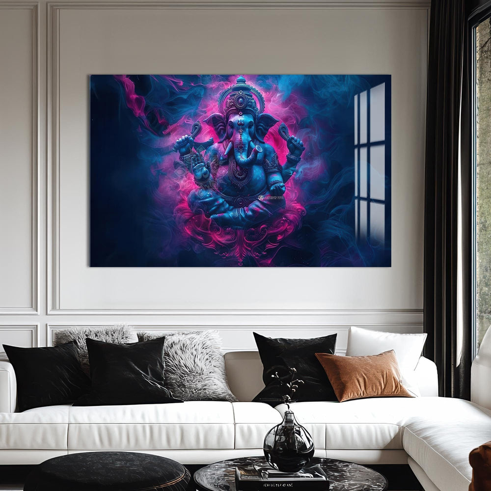 Artronauts Glass Print Mystic Ganesha- Hinduism Tempered Glass Wall Art