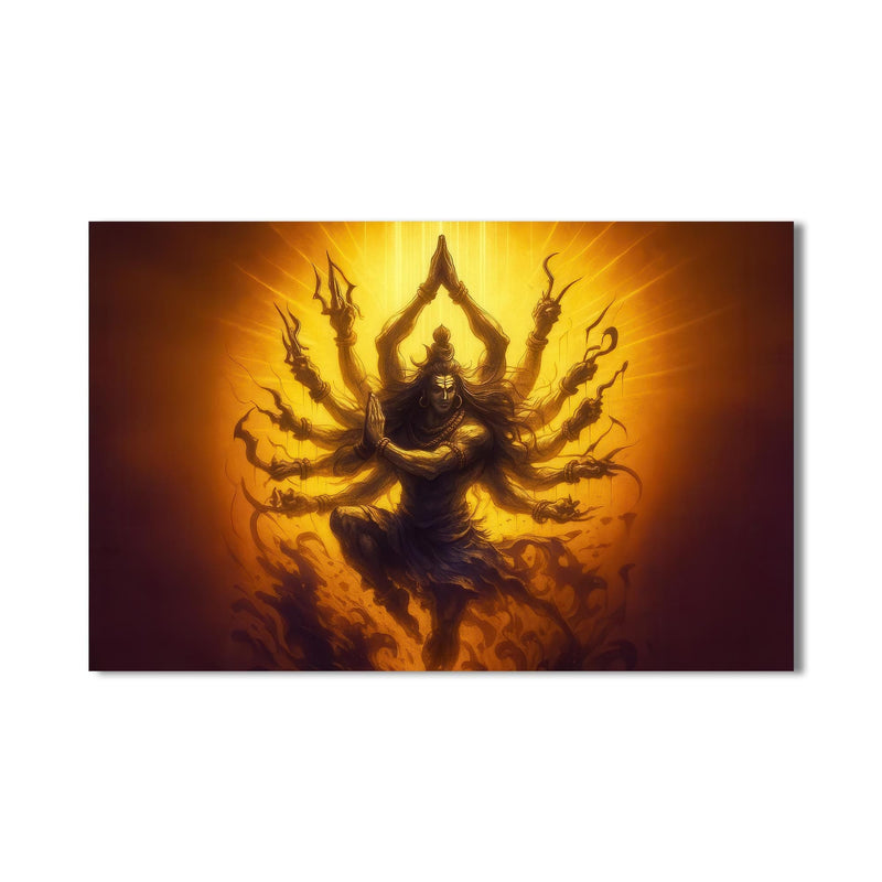 Artronauts Glass Print Golden Tandava- Hinduism Tempered Glass Wall Art