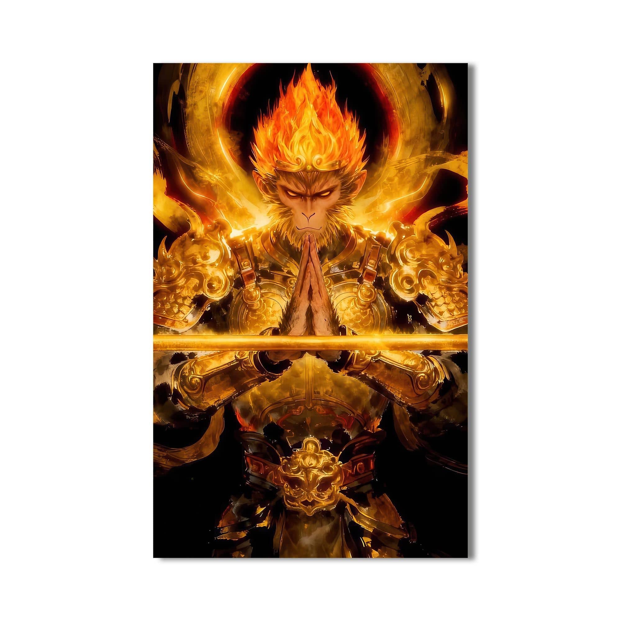Artronauts Glass Print Golden Hanuman- Tempered Glass Wall Art