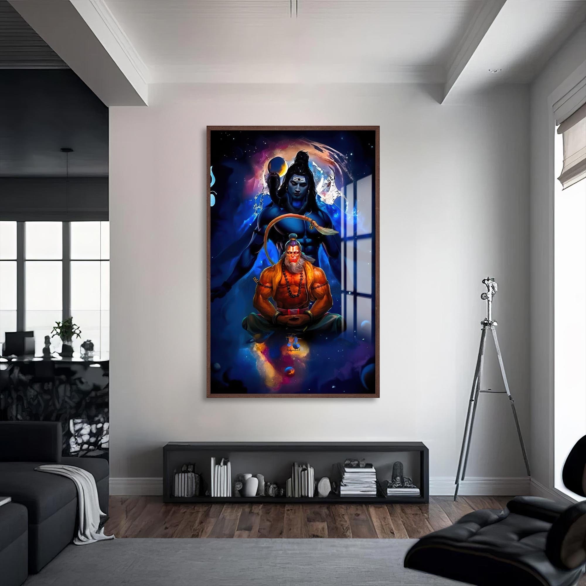 Artronauts Glass Print S | 72x46 cm | 28.3"x18.1" / Walnut Shiva Ascension- Hinduism Tempered Glass Wall Art