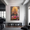 Artronauts Glass Print S | 72x46 cm | 28.3"x18.1" / Walnut Divine Guardian- Hinduism Tempered Glass Wall Art